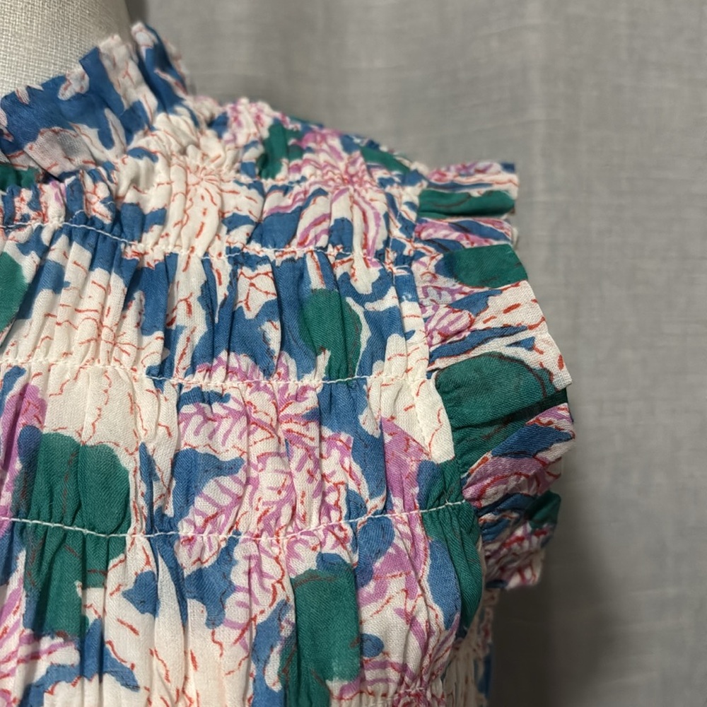 Oliphant brand Dress-XS-Floral-Sleeveless-Cotton-Maxi-Lined-Blue/Pink/Green-EUC - Picture 5 of 16